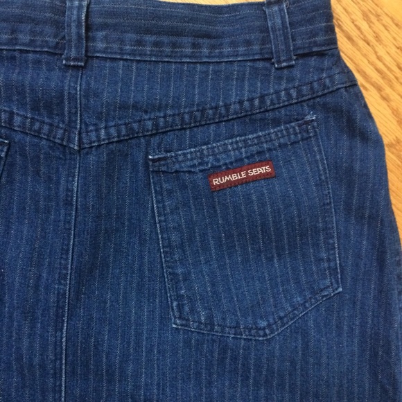 Vintage High waisted denim skirt with stripes M - Picture 3 of 5